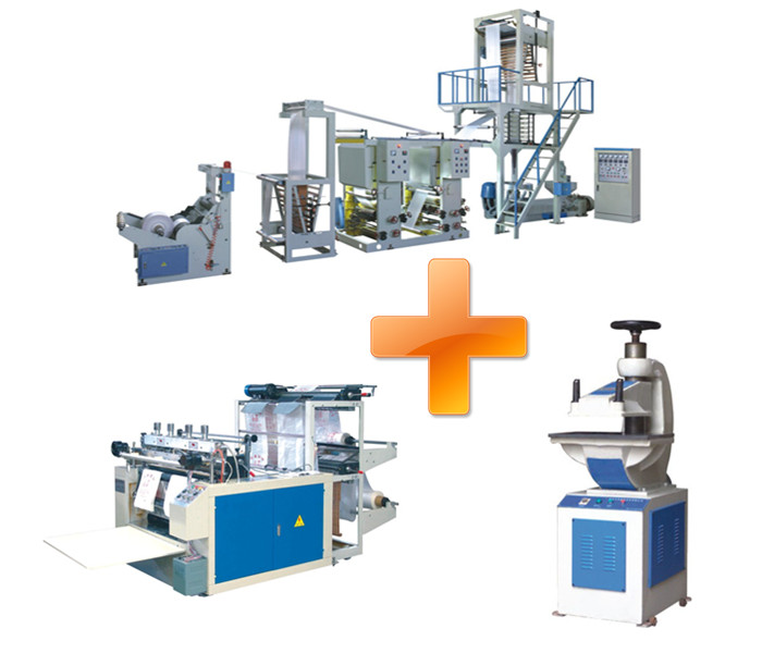 吹膜印刷一體機+熱切制袋機+液壓沖口機(標準型)